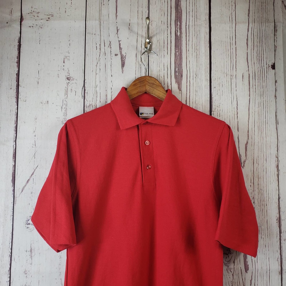 Tulane Mens Polo Shirt Size Small Short Sleeve Cotton Red
